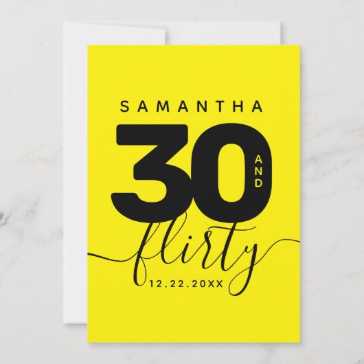 明モダンガーリーるい黄色30と気のあるそぶりをした誕生日 招待状 (裏面)