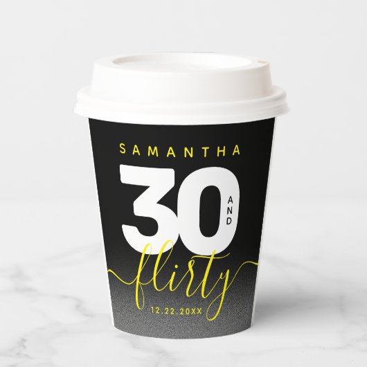 明モダンガーリーるい黄色30と気のあるそぶりをした 紙コップ (正面)