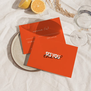 明モダンファンキーるいカラフルレトロ結婚の詳細 出欠カード