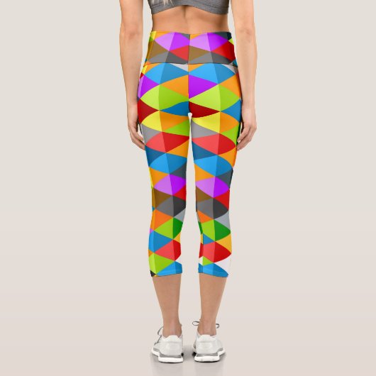 明モダンファンキーカラフル三角形 カプリレギンス (裏面)