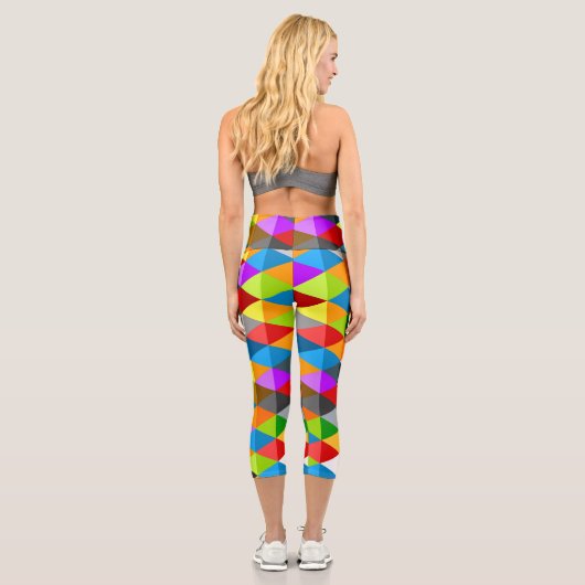 明モダンファンキーカラフル三角形 カプリレギンス (裏面)