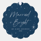 明モダン明結婚した海軍の休日の写真 オーナメントカード (正面)