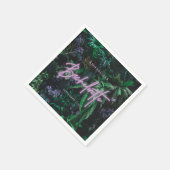 明モダン紫色のガーリーネオンバチェロレッテ スタンダードカクテルナプキン (角)