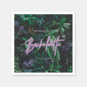 明モダン紫色のガーリーネオンバチェロレッテ スタンダードカクテルナプキン