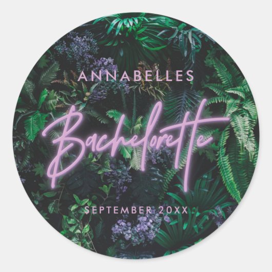 明モダン紫色のガーリーネオンバチェロレッテ ラウンドシール (正面)