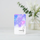 明モダン紫色の水彩爪、 ネイル 名刺 (スタンド正面)