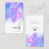 明モダン紫色の水彩爪、 ネイル 名刺 (正面/裏面)