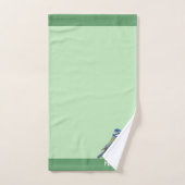 明モダン緑のかわいい鳥 バスタオルセット (ハンドタオル)