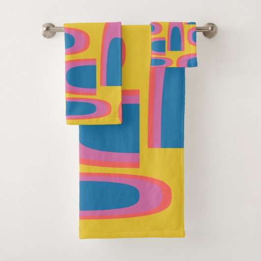 明予測できなるい黄色の抽象芸術図形 バスタオルセット (インサイチュ)