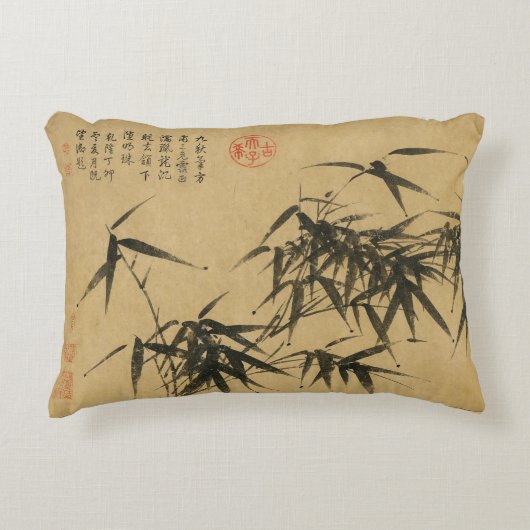 明代中国の竹の水墨王フー王绂 アクセントクッション (正面)