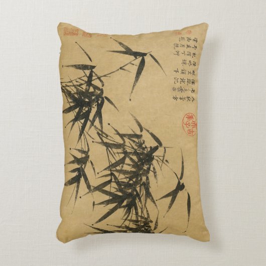 明代中国の竹の水墨王フー王绂 アクセントクッション (正面(垂直))