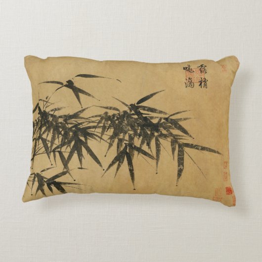 明代中国の竹の水墨王フー王绂 アクセントクッション (裏面)