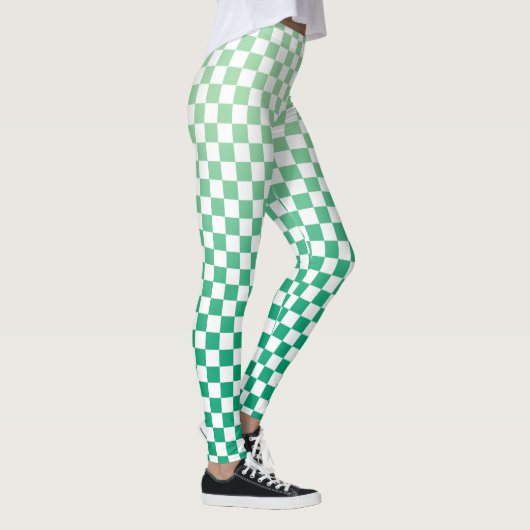 明市松模様にるい色から濃い緑のグラデーション レギンス (右)