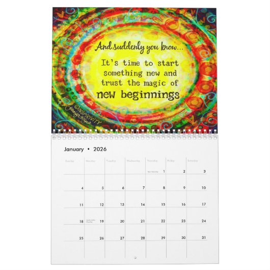 明感動的るいやる気を起こさせる カレンダー (1月 2026)