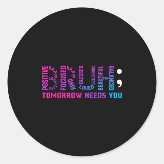 明日おもしろいはメンタルヘルスが必要 ラウンドシール (正面)