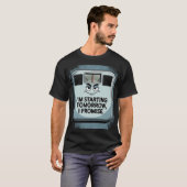 明日から本気出すって約束する - ダイエットを面白く Tシャツ (正面フル)