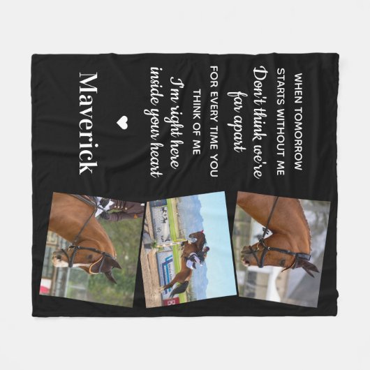 明日がペットの記念馬なしで始まる フリースブランケット (正面(横))