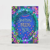 明日のニーズかわいらしフローラ勇気付けられる カード (正面)