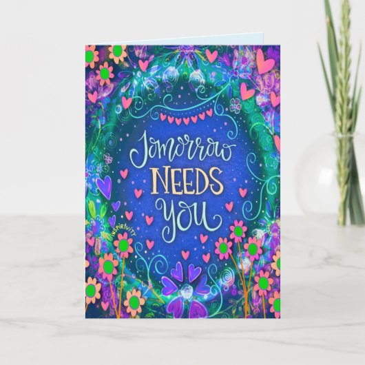 明日のニーズかわいらしフローラ勇気付けられる カード (正面)