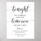 明日のリハーサル結婚ディナーのサイン ポスター (正面)