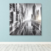 明日の塔:白黒の都 キャンバスプリント (インサイチュ (ウッドフロア))