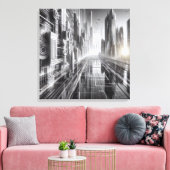 明日の塔:白黒の都 キャンバスプリント (インサイチュ (リビング))