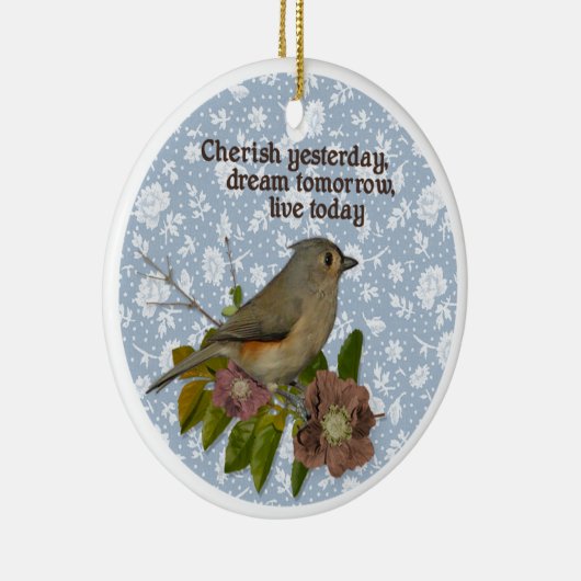 明日の夢を大切にする鳥の写真 セラミックオーナメント (右)
