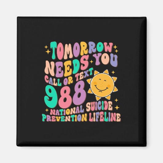 明日の必要性文字988国家自殺を呼ぶ マグネット (正面)