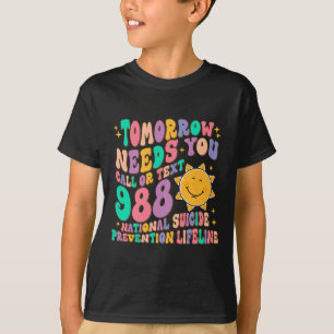明日の必要性文字988国家自殺を呼ぶ Tシャツ