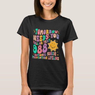 明日の必要性文字988国家自殺を呼ぶ Tシャツ