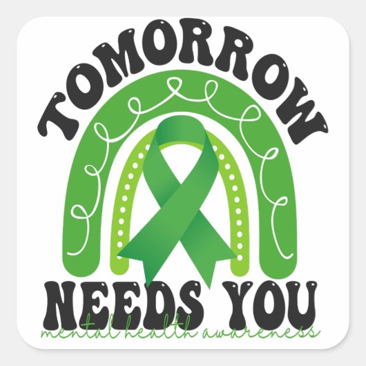 明日の滞在が必要あなたメンタルヘルス認識度Ra スクエアシール (正面)