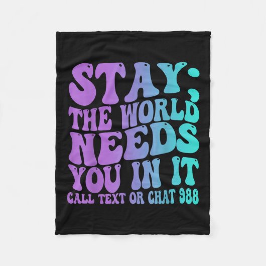 明日の滞在が必要な988自殺防止戦争 フリースブランケット (正面)