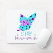 明日の滞在は自殺を必要とする蝶を防ぐ マウスパッド (マウス)