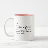 明日の神話の土地おもしろい作業引用文 ツートーンマグカップ (左)