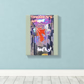 明日の道Tomorrow's TodayレトロFuture Art キャンバスプリント (インサイチュ (ウッドフロア))