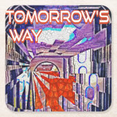 明日の道Tomorrow's TodayレトロFuture Art スクエアペーパーコースター (正面)
