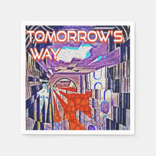 明日の道Tomorrow's TodayレトロFuture Art スタンダードカクテルナプキン