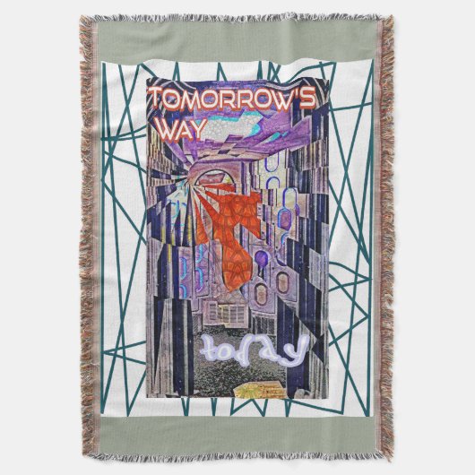 明日の道Tomorrow's TodayレトロFuture Art スローブランケット (正面縦)