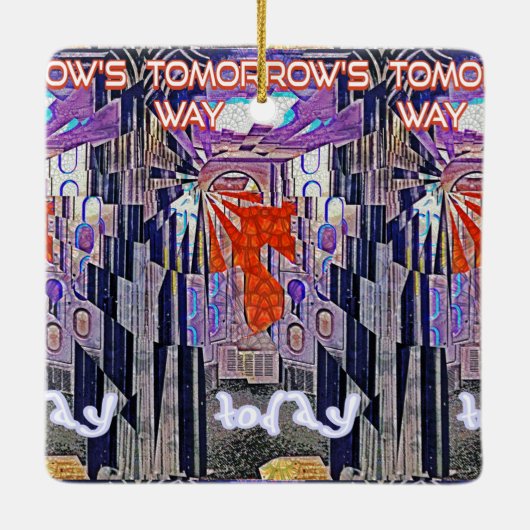 明日の道Tomorrow's TodayレトロFuture Art セラミックオーナメント (裏面)