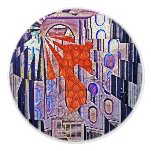 明日の道Tomorrow's TodayレトロFuture Art セラミックノブ (正面)