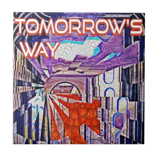 明日の道Tomorrow's TodayレトロFuture Art タイル (正面)