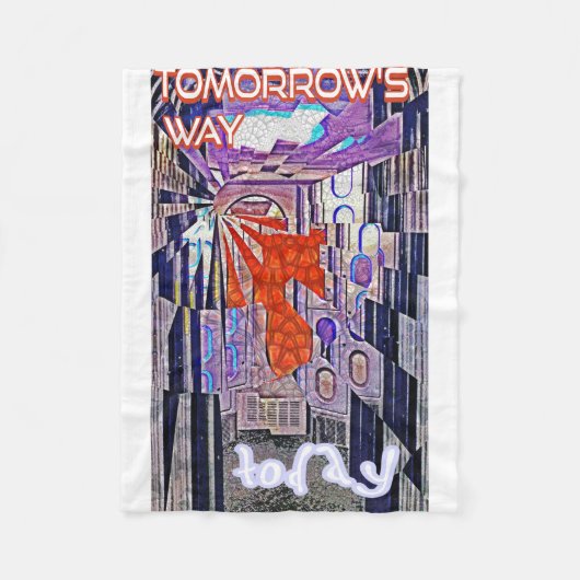 明日の道Tomorrow's TodayレトロFuture Art フリースブランケット (正面)