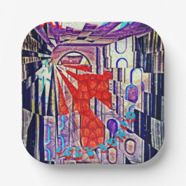 明日の道Tomorrow's TodayレトロFuture Art ペーパープレート