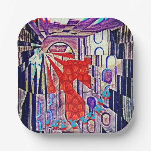 明日の道Tomorrow's TodayレトロFuture Art ペーパープレート (正面)