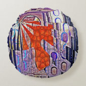 明日の道Tomorrow's TodayレトロFuture Art ラウンドクッション (正面)