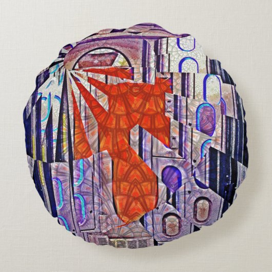 明日の道Tomorrow's TodayレトロFuture Art ラウンドクッション (裏面)