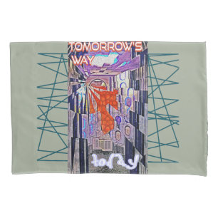 明日の道Tomorrow's TodayレトロFuture Art 枕カバー