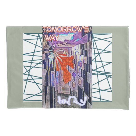 明日の道Tomorrow's TodayレトロFuture Art 枕カバー (正面)