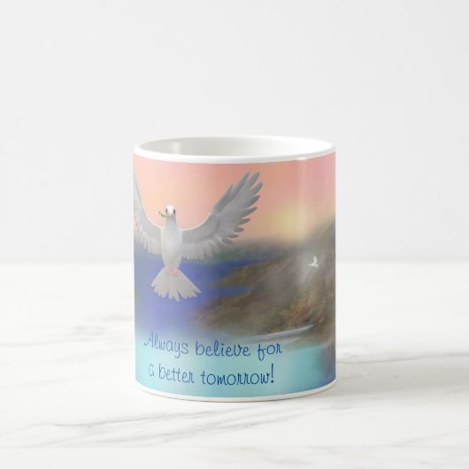 「明日は信じよりも良くなるぞ！」 コーヒーマグ コーヒーマグカップ (中央)