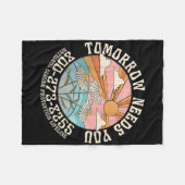 明日は国家自殺防止Lifが必要 フリースブランケット (正面(横))